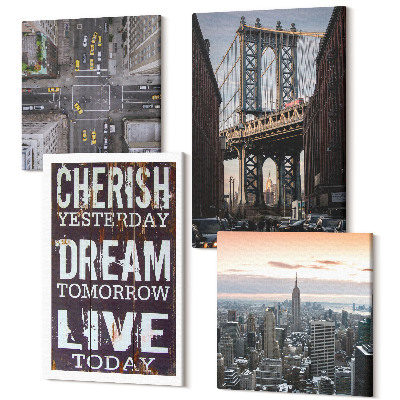 Sada 4 obrazov New York City Landscapes s inšpiratívnym citátom