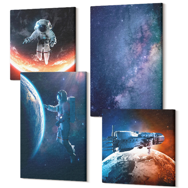 Sada obrazov kvadryptych Pohľady od vesmírnych astronautov vo hviezdach
