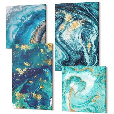 Sada obrazov na stenu kvadryptych Dekoratívne abstrakcie rozliatej farby