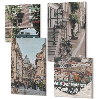 Sada obrazov na stenu kvadryptych Pokojný výhľad na budovy