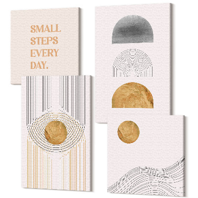 Sada 4 obrazov Abstraktné geometrické dekoratívne tvary písma