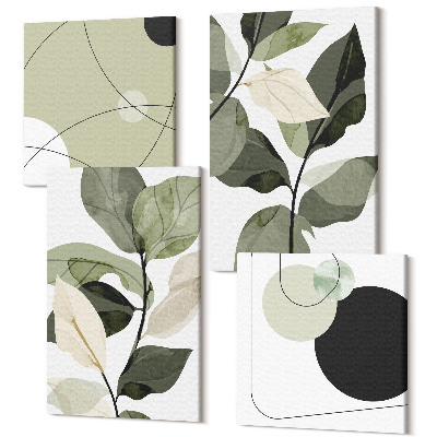 Sada obrazov kvadryptych Maľované listy a abstraktné tvary