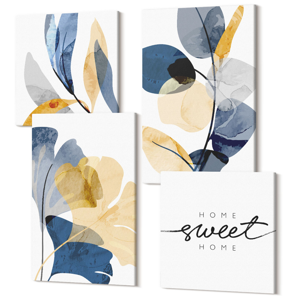 Sada obrazov na stenu kvadryptych Rastlinné motívy v akvarelovom štýle