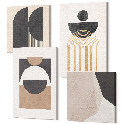 Sada 4 obrazov Abstraktné tvary v odtieňoch béžovej a hnedej