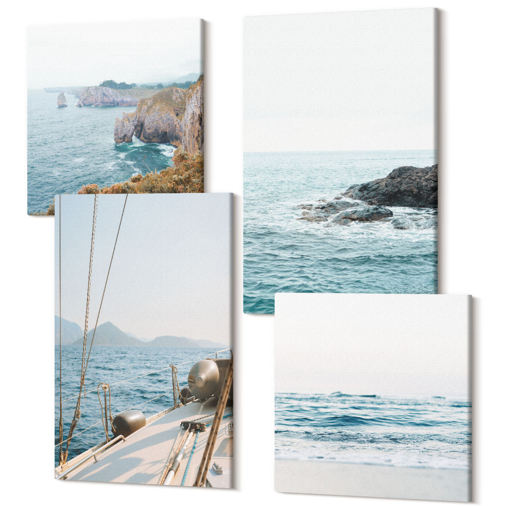 Sada 4 obrazov Pobrežné výhľady na more, jemná krajina