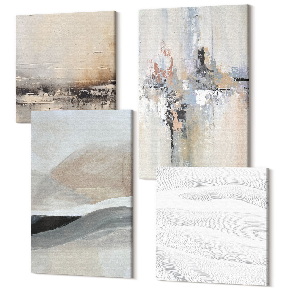 Sada obrazov kvadryptych Abstraktné vzory v neutrálnych zemitých tónoch