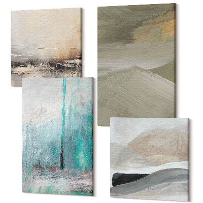 Sada 4 obrazov Maľované abstraktné minimalistické dekorácie