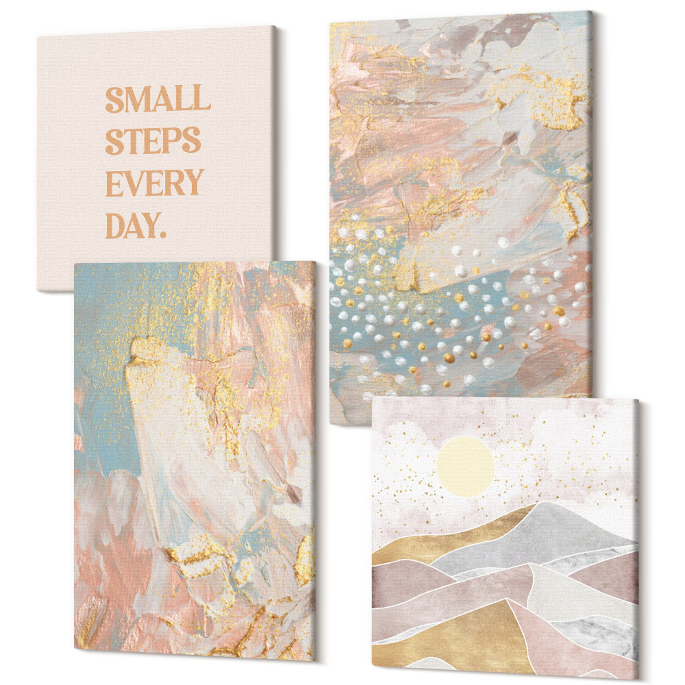 Sada obrazov na stenu kvadryptych Abstraktné vzory v pastelových farbách textúry