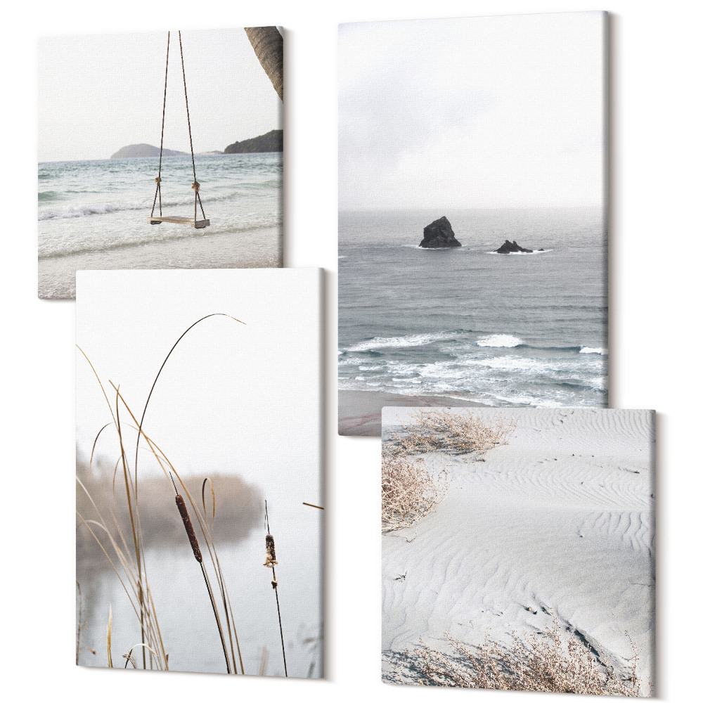 Sada obrazov na stenu kvadryptych Jemné letné výhľady na vodnú vegetáciu