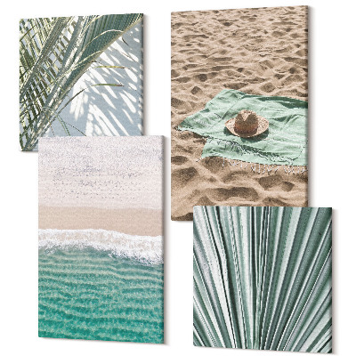 Sada obrazov kvadryptych Výhľad na letnú dovolenku na pláži pri mori