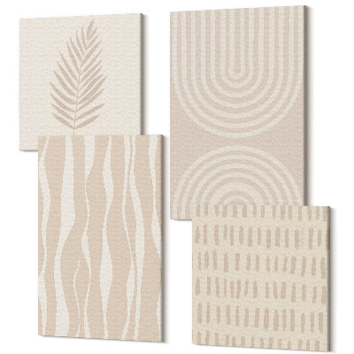 Sada obrazov kvadryptych Vzory v odtieňoch béžovej s rastlinnými motívmi