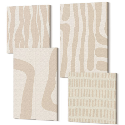 Sada 4 obrazov Abstraktné vzory, minimalistické tvary, boho štýl