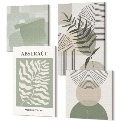 Sada 4 obrazov Botanické abstrakty rustikálny boho štýl