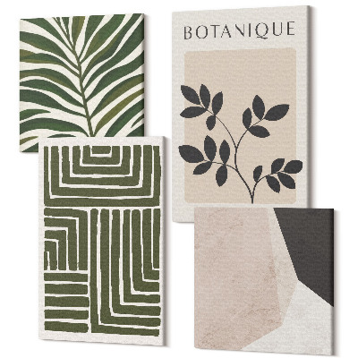 Sada obrazov na stenu kvadryptych Botanické kompozície v štýle boho minimalizmu