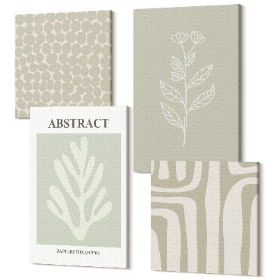 Sada obrazov kvadryptych Abstraktné rastlinné vzory v tlmených farbách