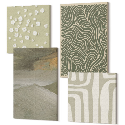 Sada obrazov na stenu kvadryptych Vlnité a abstraktné vzory s boho kvetmi