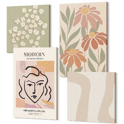 Sada obrazov kvadryptych Žena v modernom štýle s abstraktnými vzormi