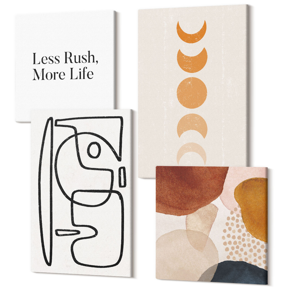 Sada 4 obrazov Abstraktné tvary a farby módne dekorácie