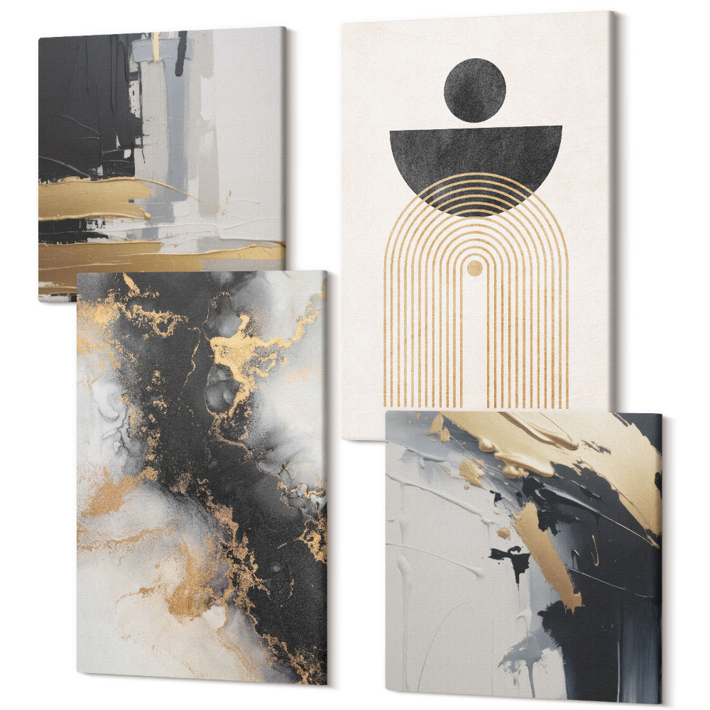 Sada obrazov kvadryptych Geometria a abstrakcia, elegantná kompozícia