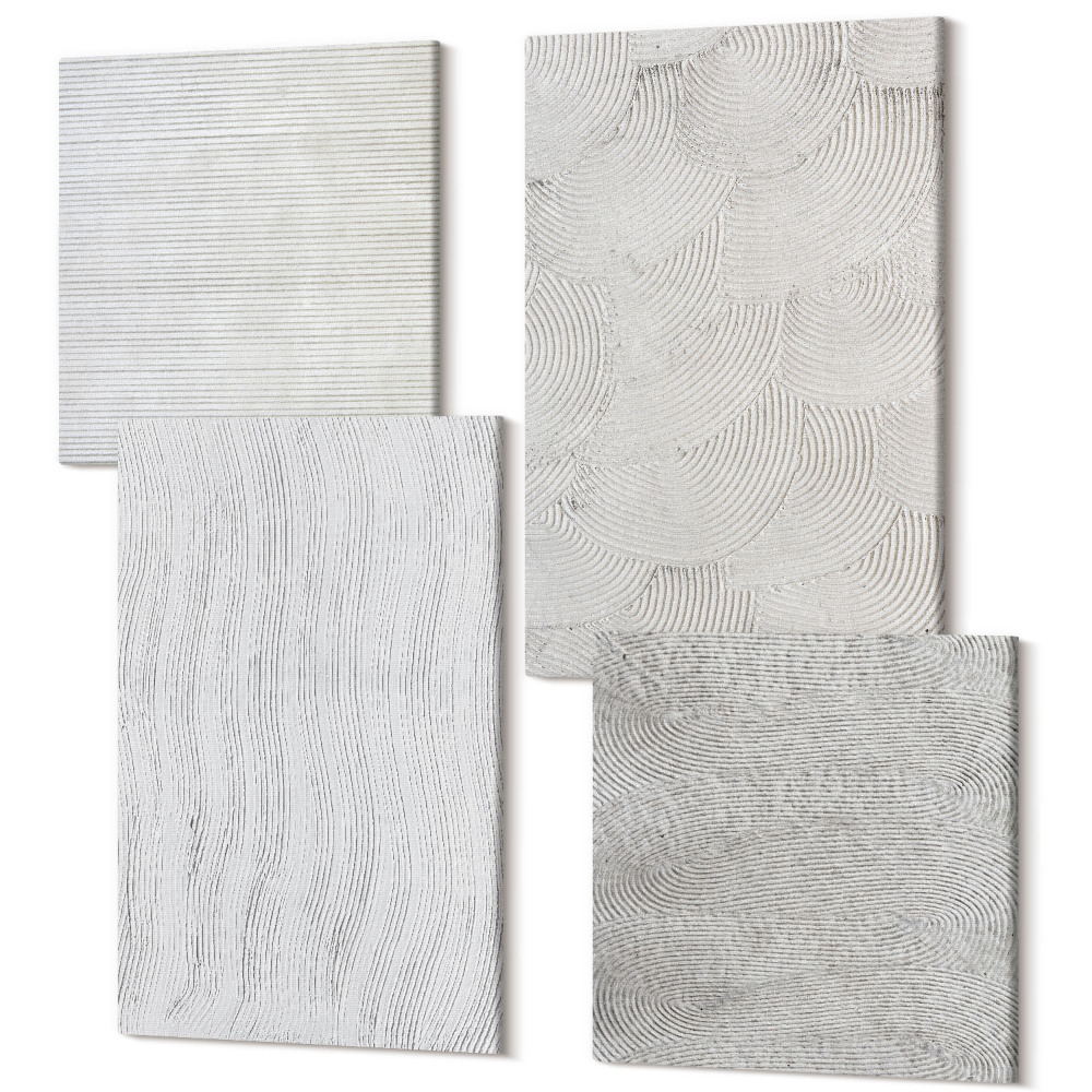 Sada obrazov na stenu kvadryptych Vzory v piesku, lineárne geometrické štruktúry