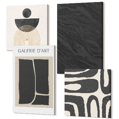 Sada obrazov kvadryptych Abstraktné formy a tmavý mramor