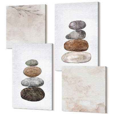 Sada 4 obrazov Minimalistický boho obraz Stohy kameňov