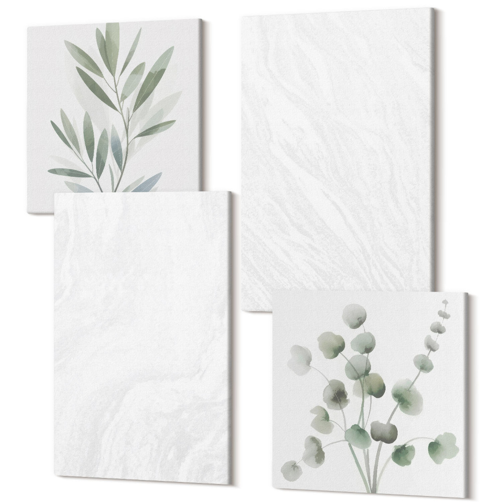 Sada 4 obrazov Elegantná mramorová lineárna kamenná štruktúra pastelové vetvy