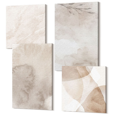 Sada 4 obrazov Rozliate akvarelové farby textúry v štýle boho