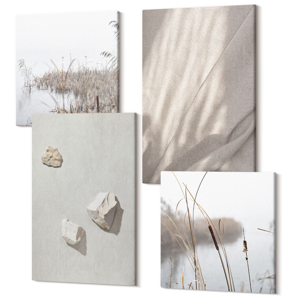 Sada obrazov kvadryptych Detailné zábery na moderné štruktúry v štýle boho