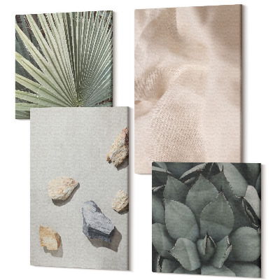 Sada obrazov kvadryptych Kamene, drevo, látka, rôzne textúry