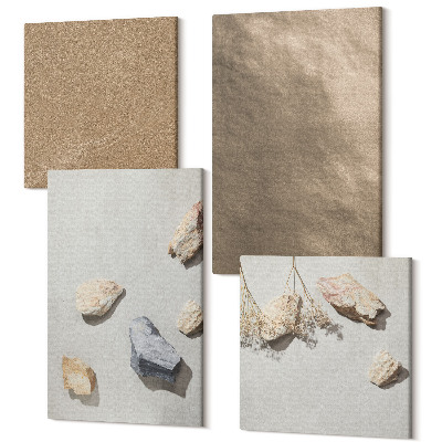 Sada obrazov kvadryptych Plážové kamene prírodné štruktúry