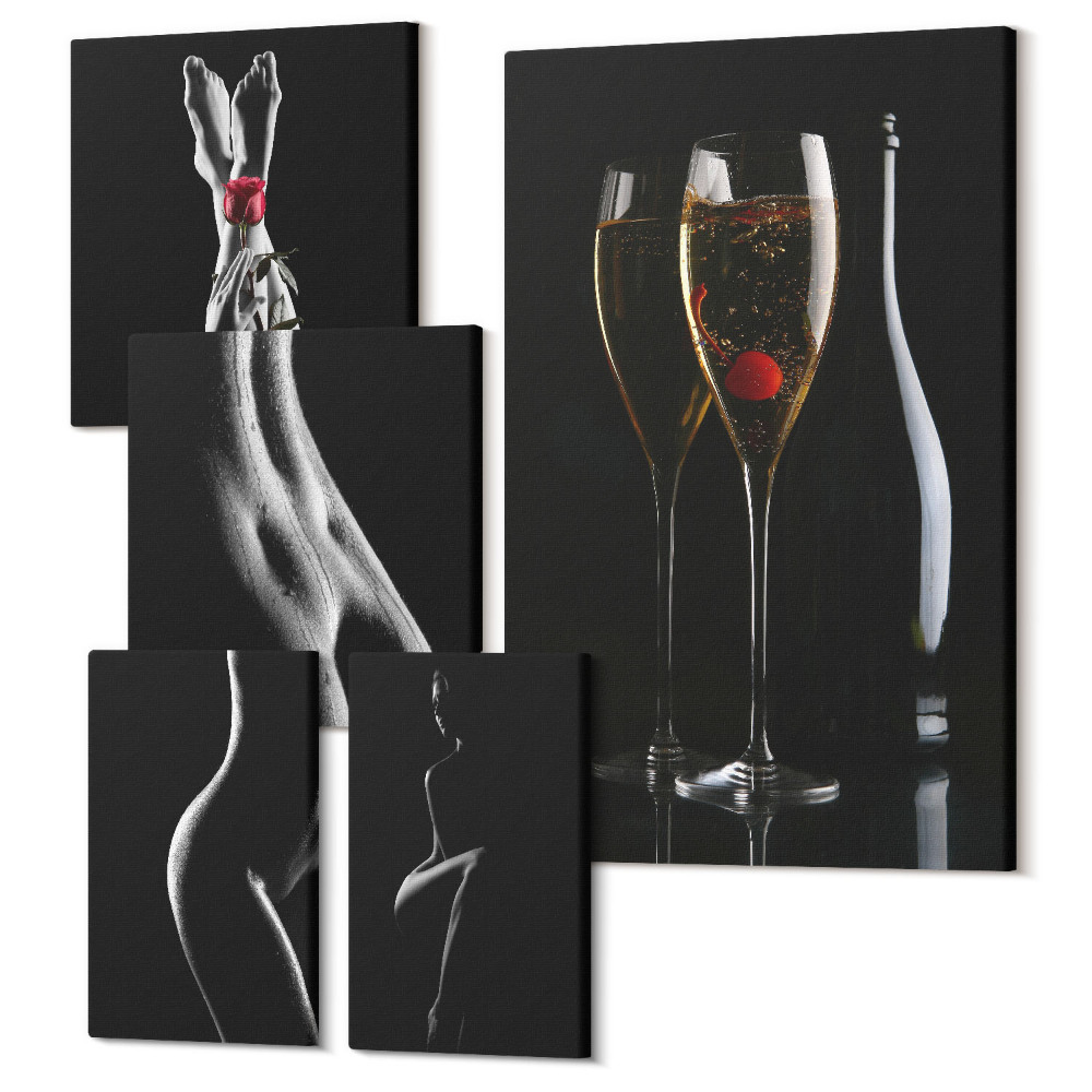 Sada 5 obrazov Elegantné akcenty v modernom štýle s témou intimity