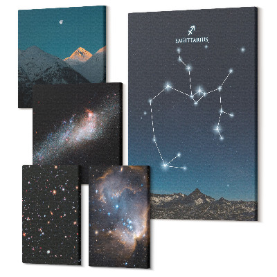 Sada 5 obrazov Vesmírne krajiny so súhvezdiami a galaxiami