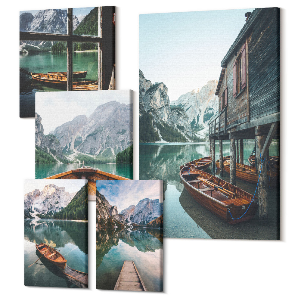 Sada 5 obrazov Pokojné jazerá a malebná horská krajina