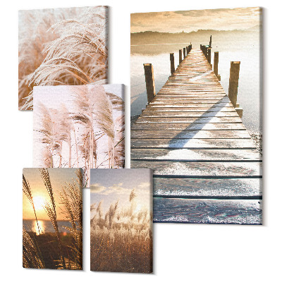 Sada 5 obrazov Pokojný výhľad na prírodu a vodné scenérie