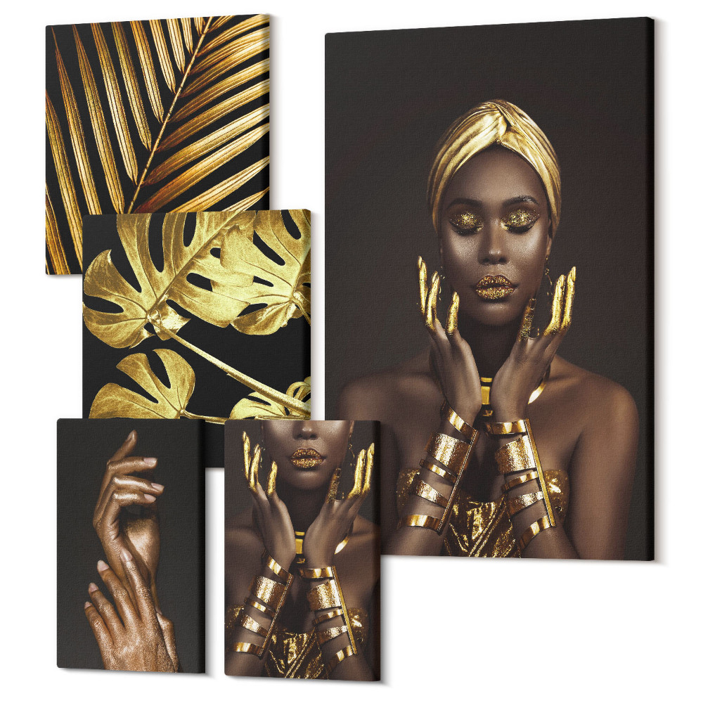 Sada 5 obrazov Portréty žien v štýle glamour s prvkami prírody