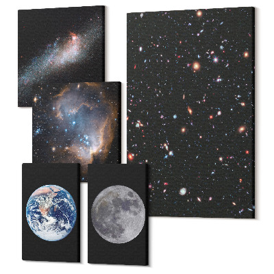 Sada obrazov na stenu pentaptych Kozmické krajiny galaxie a slnečnej sústavy