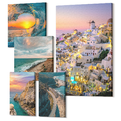 Sada 5 obrazov Pobrežná krajina s malebnými výhľadmi a plážami