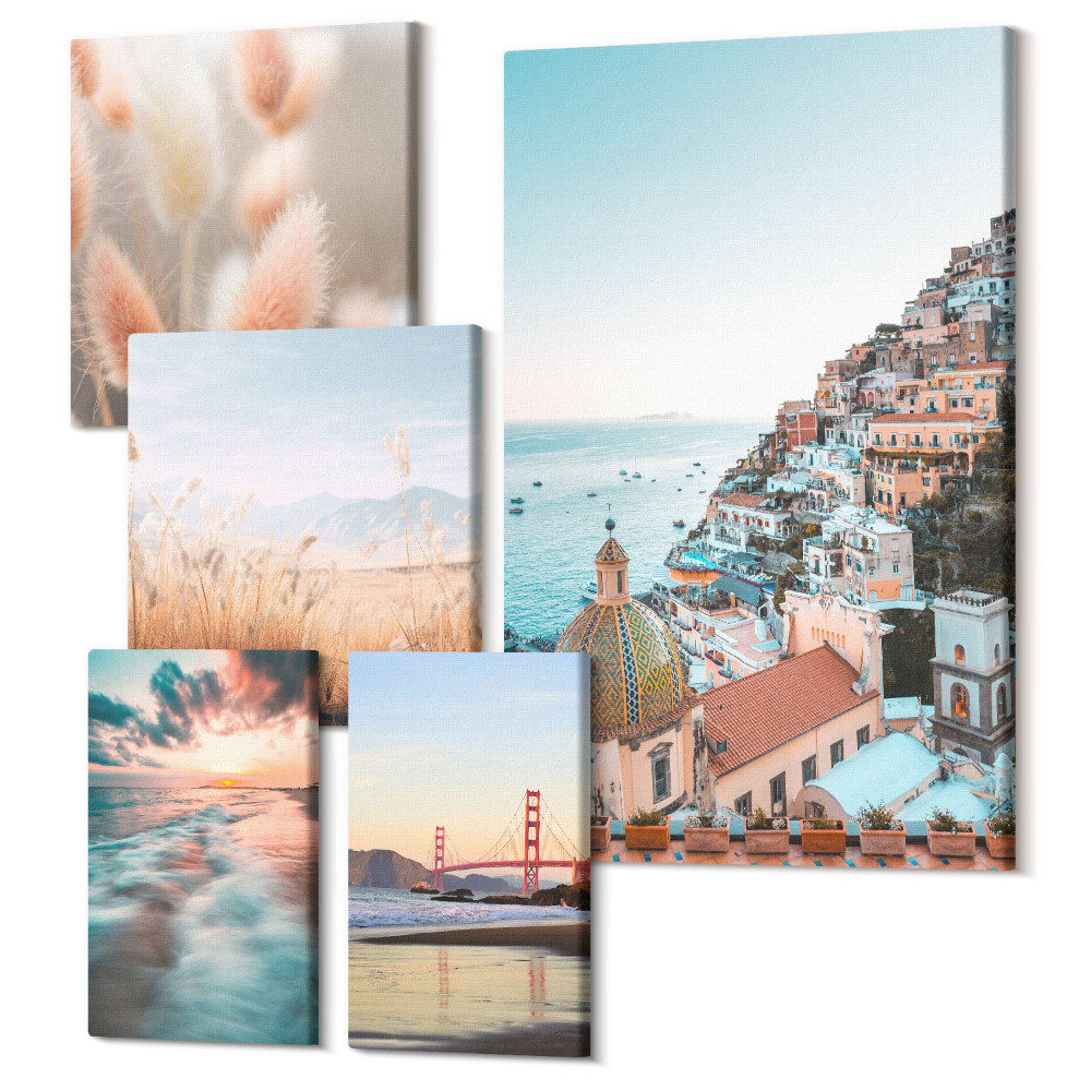 Sada obrazov na stenu pentaptych Pobrežná krajina a prírodné krásy