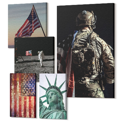 Sada obrazov na stenu pentaptych Americký patriotizmus Symbolizmus História a objavy