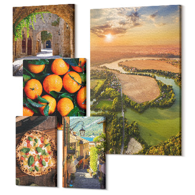 Sada 5 obrazov Prírodná krajina s výhľadom na talianske chute