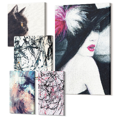 Sada obrazov pentaptych Štýlové portréty a kompozície abstraktného umenia