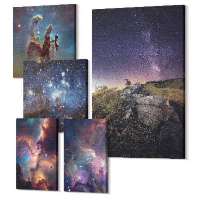 Sada 5 obrazov Kozmické krajiny galaxií a astronomické javy