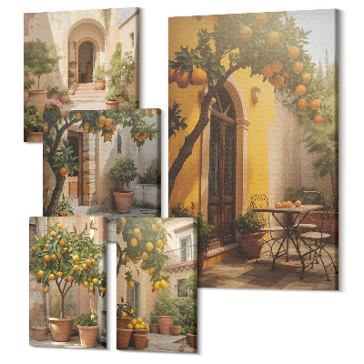 Sada 5 obrazov Očarujúce uličky medzi pomarančovníkmi