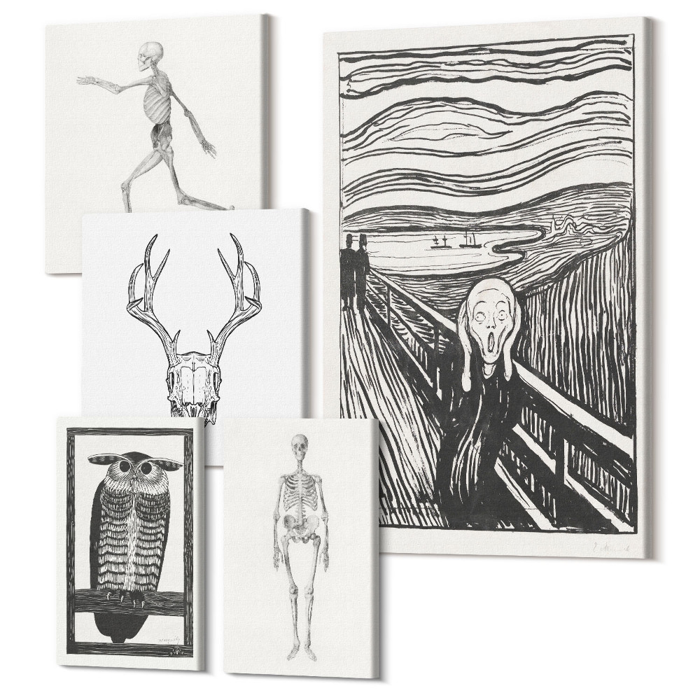 Sada obrazov pentaptych Surrealistické umenie s motívmi prírody a človeka