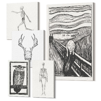 Sada obrazov pentaptych Surrealistické umenie s motívmi prírody a človeka