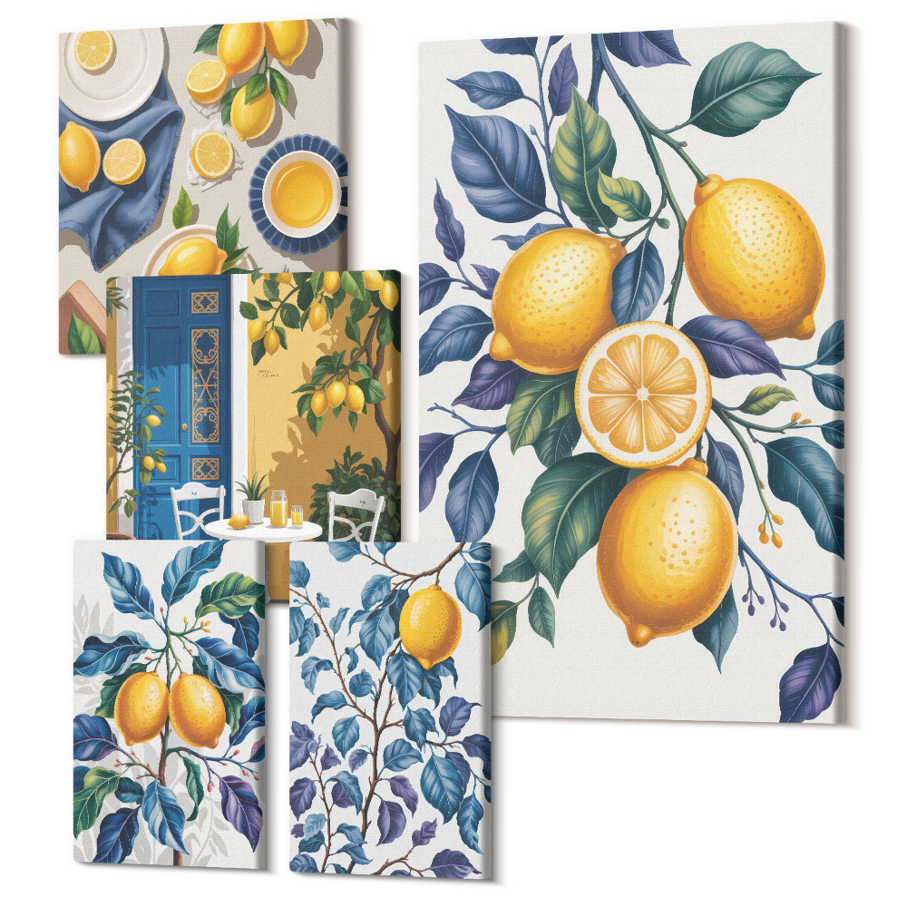 Sada 5 obrazov Citrusové inšpirácie v provensálskom štýle do kuchyne
