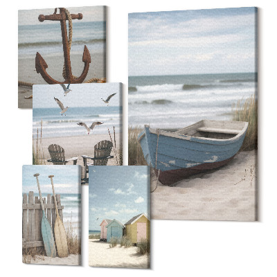 Sada obrazov pentaptych Prímorská atmosféra, relax pri mori a pláži
