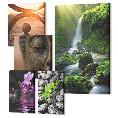 Sada obrazov pentaptych Harmónia prírody a pokoja v minimalistickom štýle