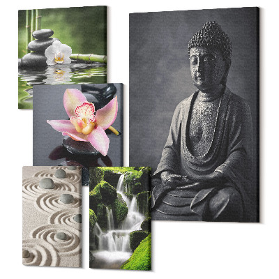 Sada 5 obrazov Relaxačná zenová atmosféra s prvkami prírody a meditácie